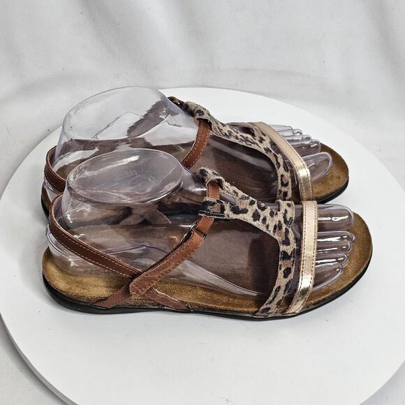 NAOT Judith Sandals Women's Size 6/37 Cheetah Print Suede Strappy Casual Leather - Picture 2 of 8